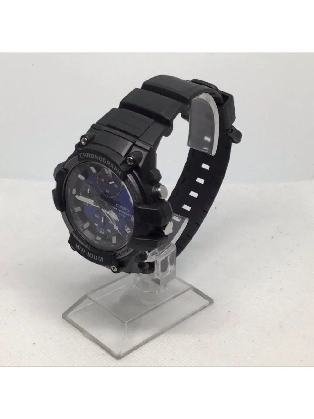 Casio MCW-110H-2A2VCF Men's Analog Chronograph Blue Dial Watch 100M WR Date